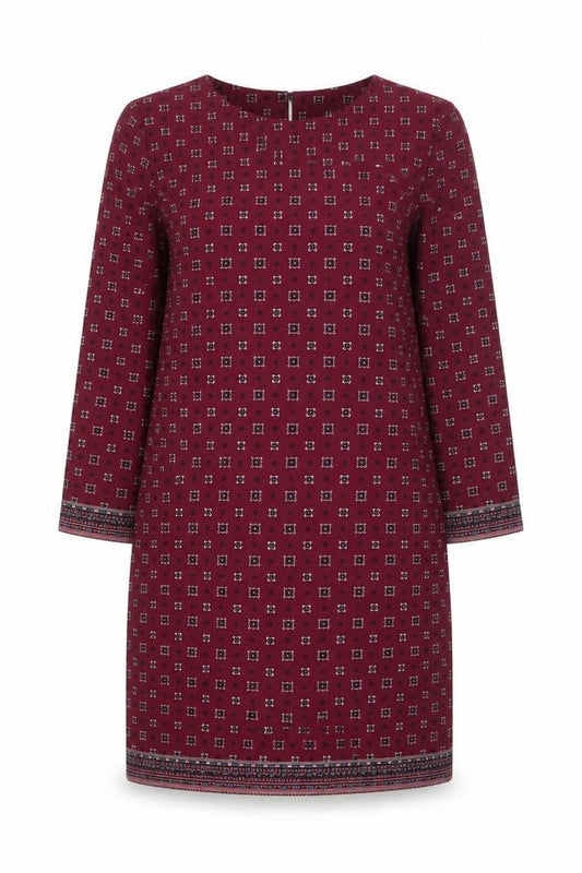 Front view of Darling London Women's Red Geometric Shift Dress, size 8