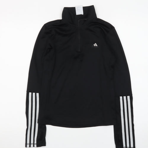 Adidas Boys Black S 1/2 Zip Pullover Sweatshirt AEROREADY Sports Top