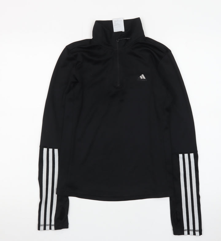 Adidas Boys Black S 1/2 Zip Pullover Sweatshirt AEROREADY Sports Top