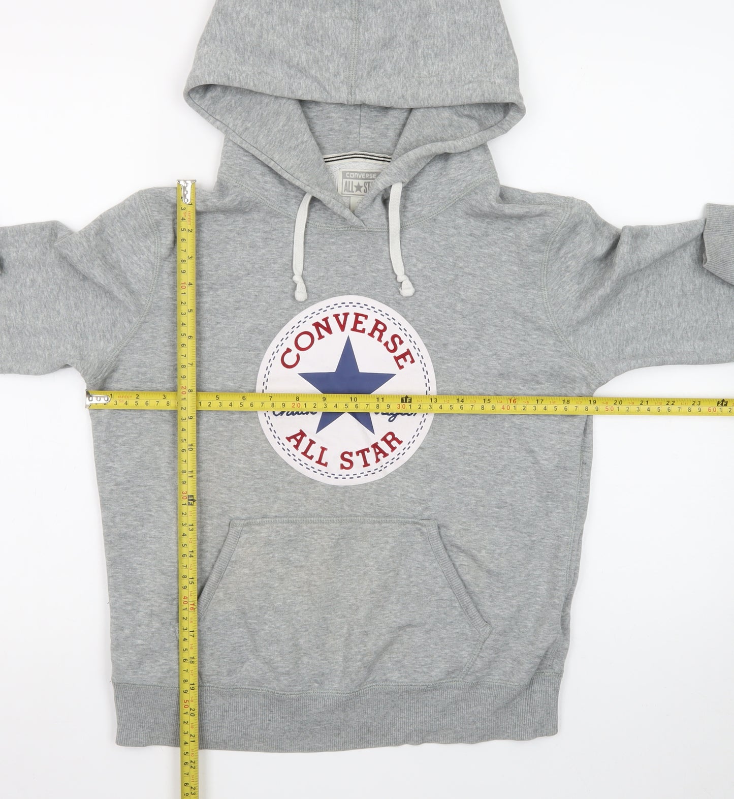 Converse Men's Grey Pullover Hoodie Small Graphic All Star Logo