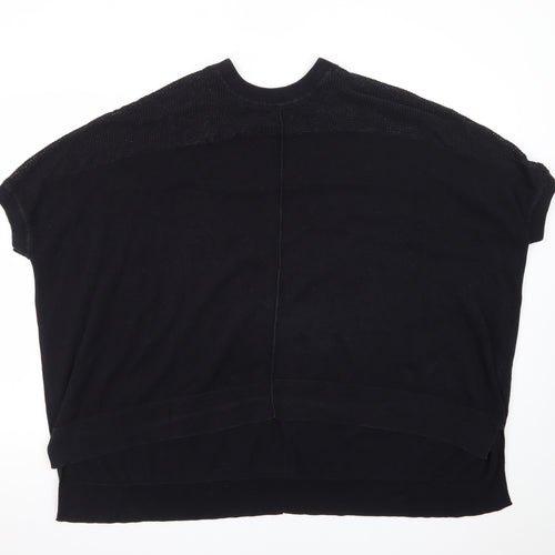AllSaints Women’s Black Knit T-Shirt Size M Relaxed Fit Cotton Blend