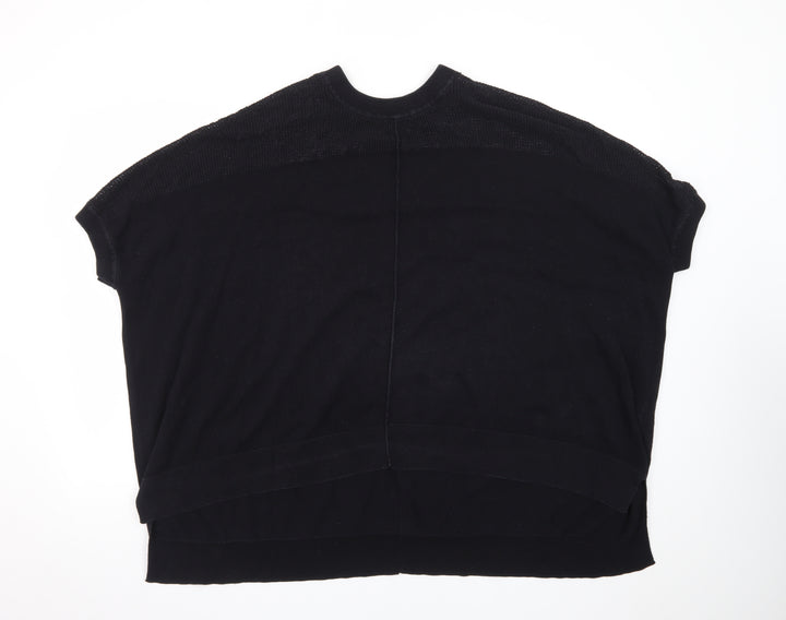 AllSaints Women’s Black Knit T-Shirt Size M Relaxed Fit Cotton Blend