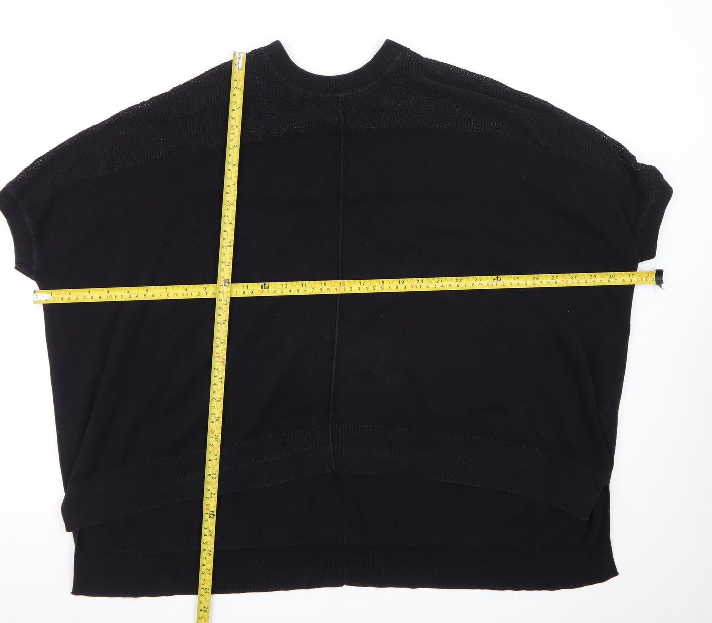 AllSaints Women’s Black Knit T-Shirt Size M Relaxed Fit Cotton Blend