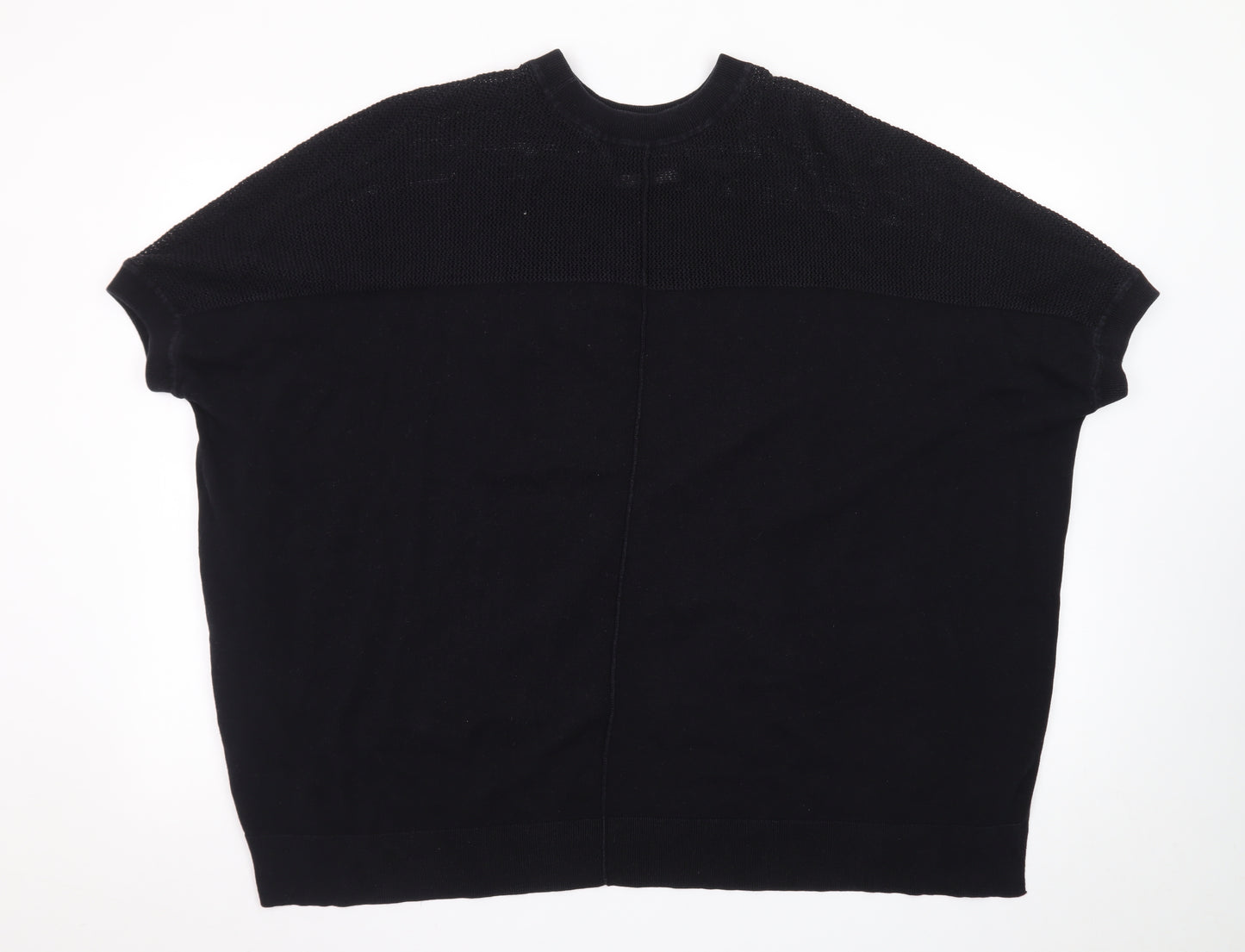 AllSaints Women’s Black Knit T-Shirt Size M Relaxed Fit Cotton Blend