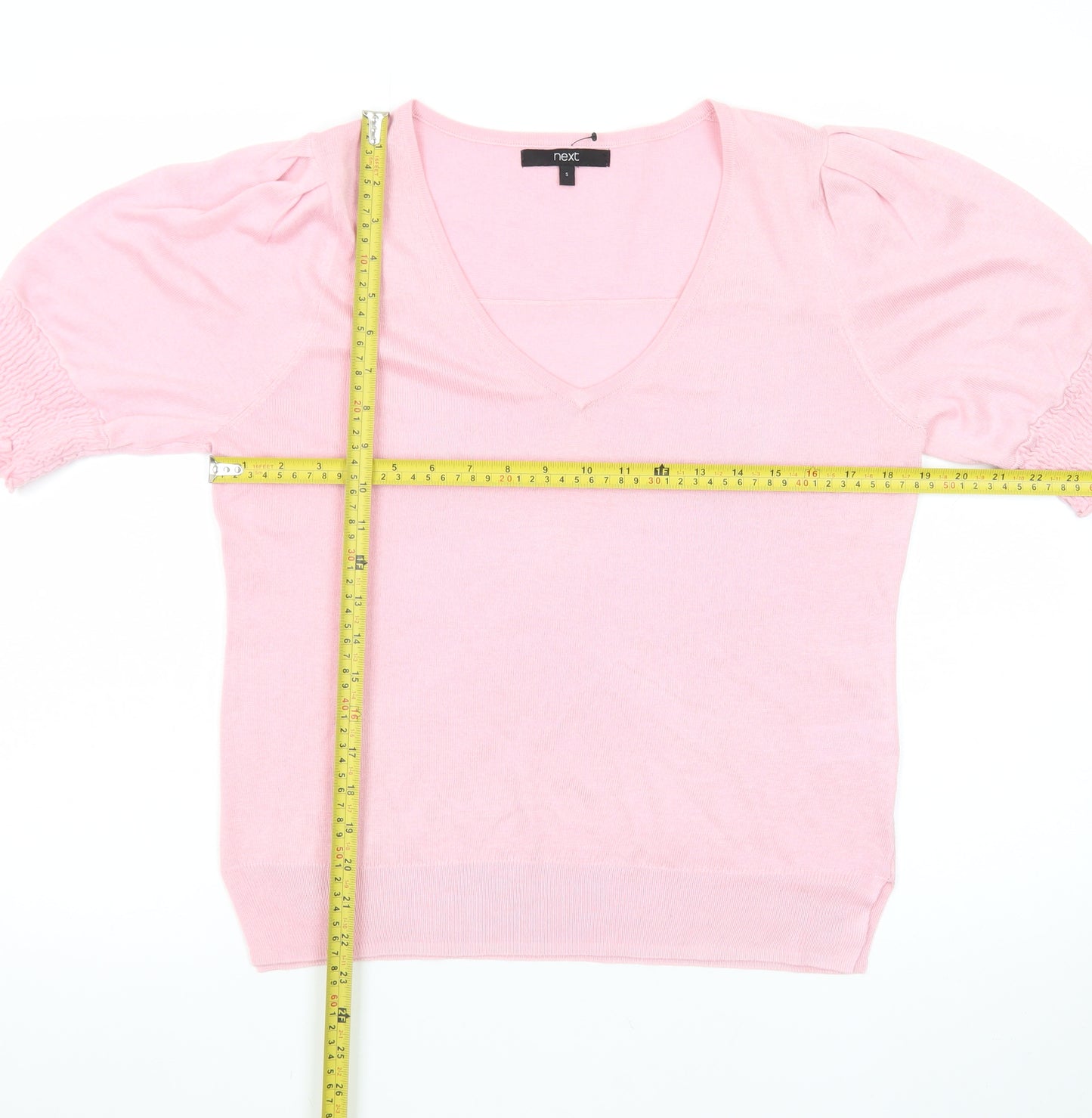 Next Women Pink V-Neck Short Sleeve Pullover Jumper Size 10