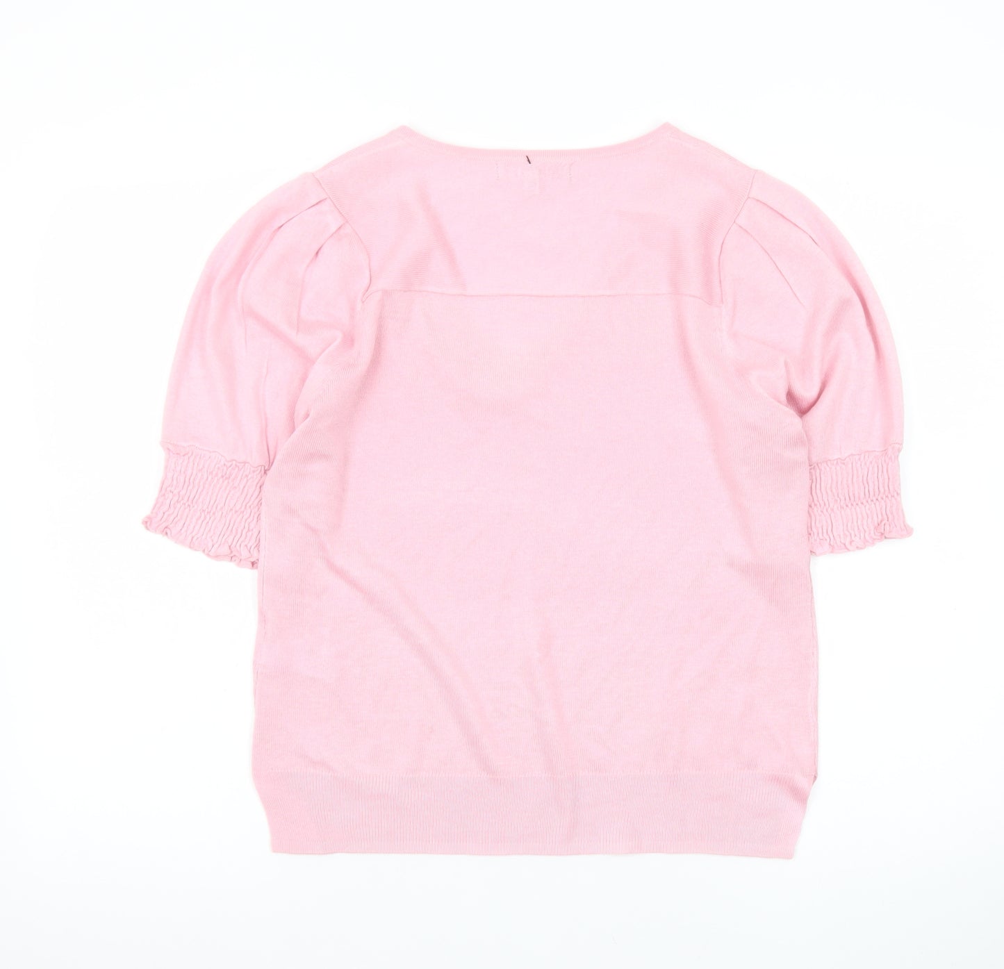 Next Women Pink V-Neck Short Sleeve Pullover Jumper Size 10