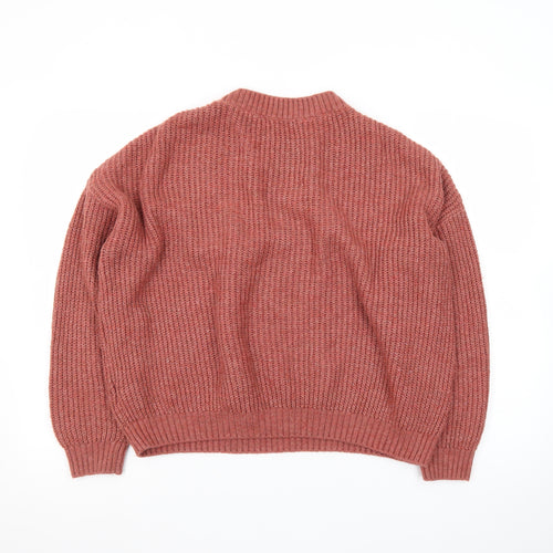 Next Women's Pink Beaded Chunky Knit Pullover Jumper Size M