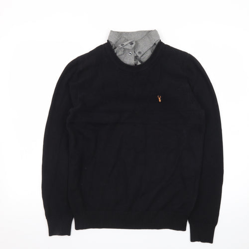 Next Men's Black Cotton Crew Neck Pullover Jumper Size S