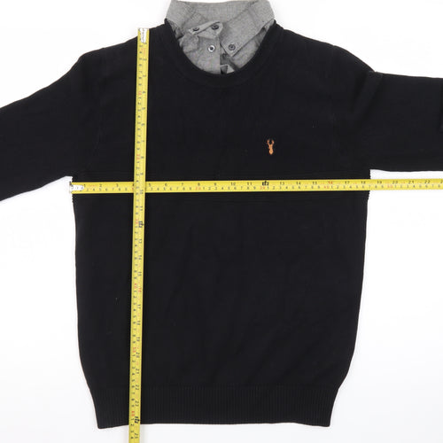 Next Men's Black Cotton Crew Neck Pullover Jumper Size S