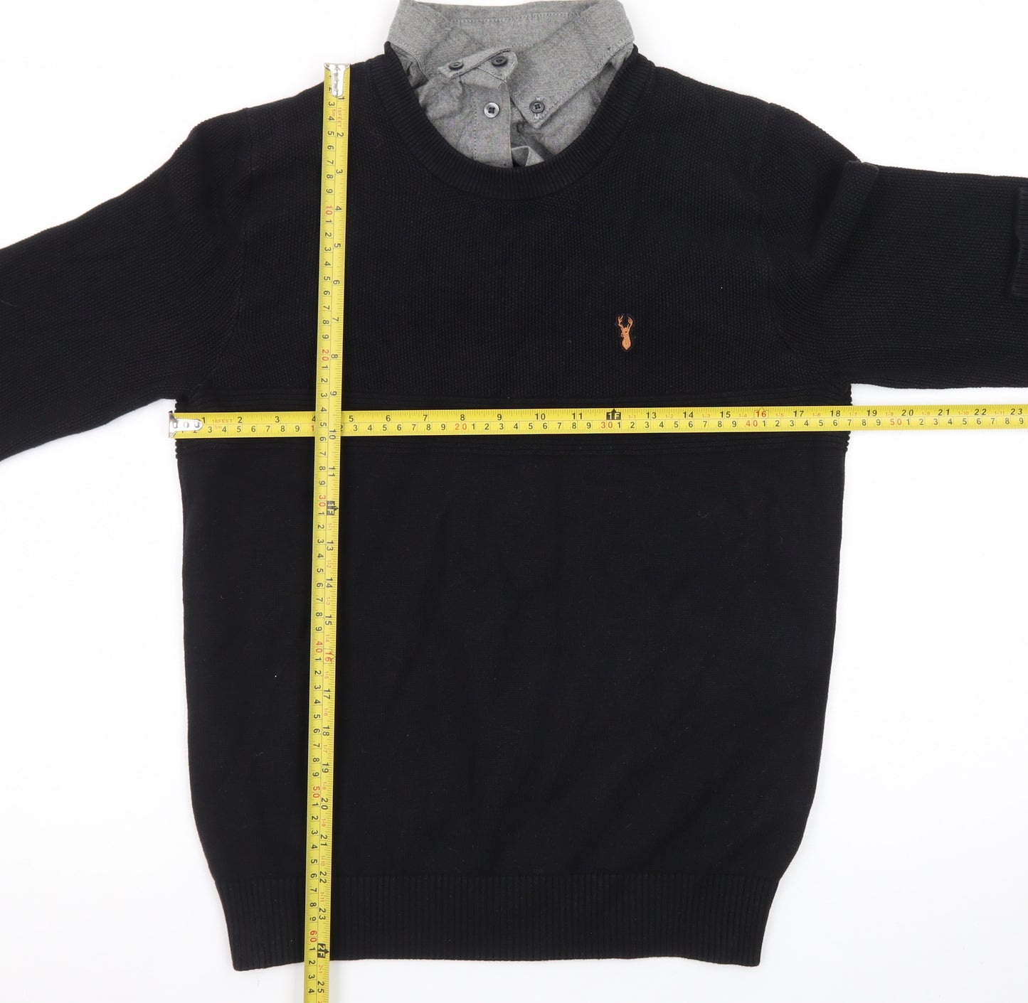 Next Men's Black Cotton Crew Neck Pullover Jumper Size S