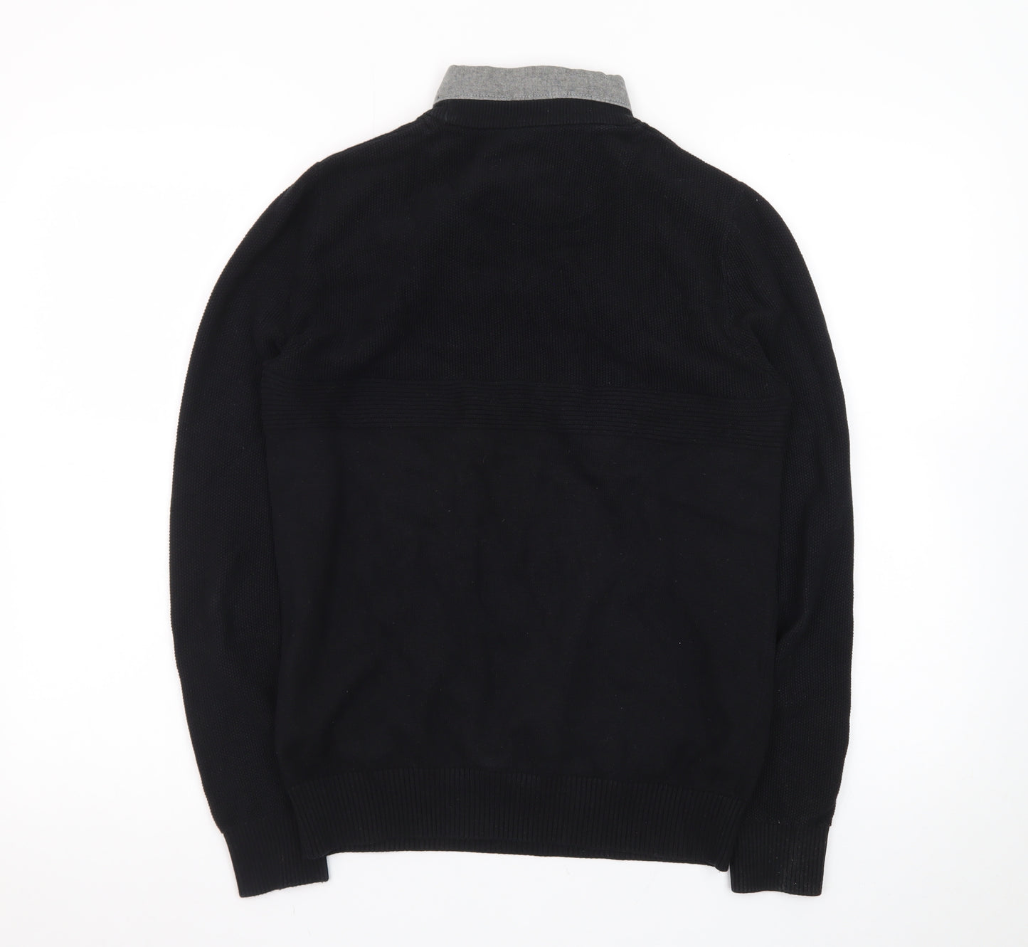 Next Men's Black Cotton Crew Neck Pullover Jumper Size S