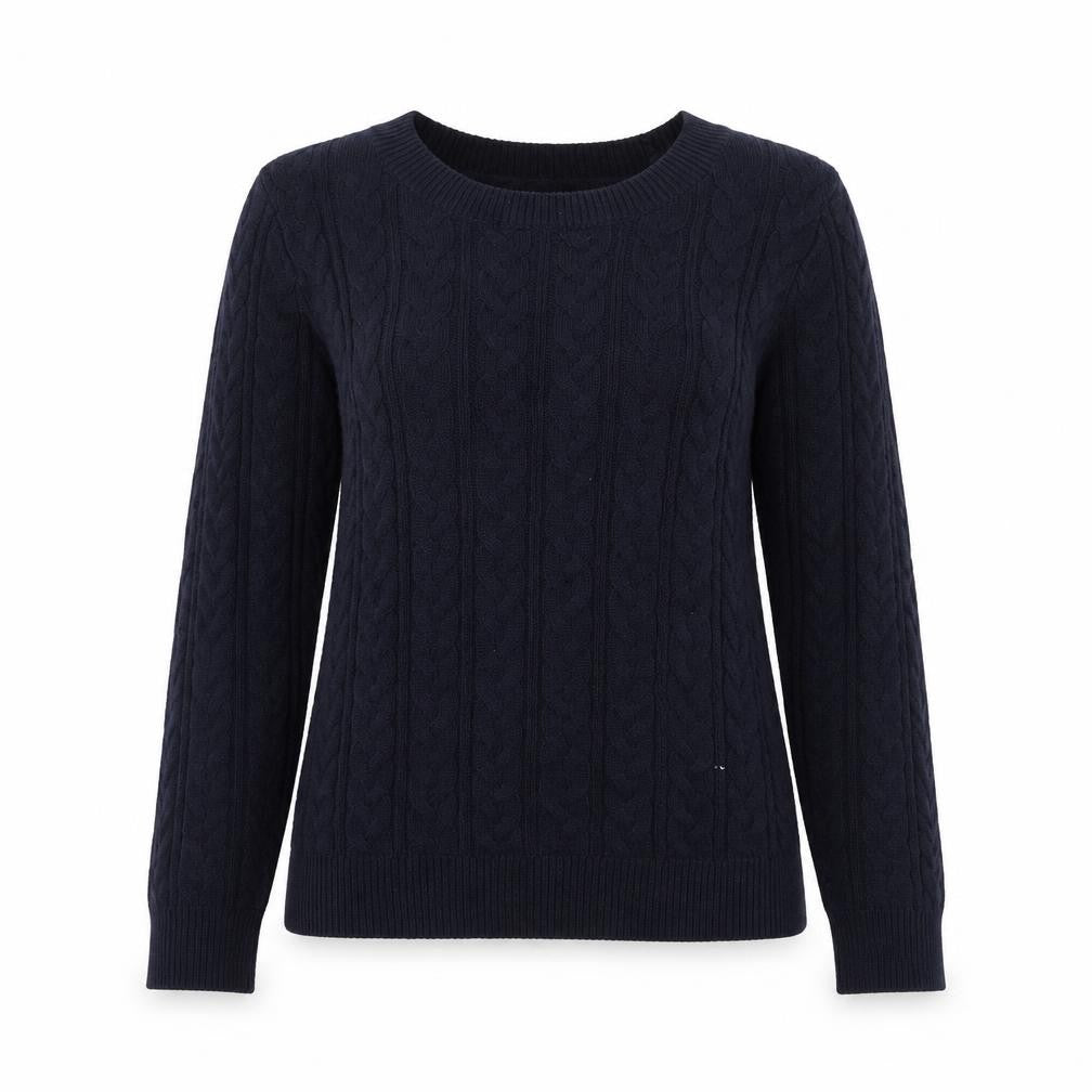 BASIC Women's Blue Cable-Knit Cotton Jumper Size 8