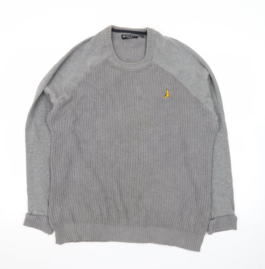 Brave Soul Men Grey Crew Neck Pullover Jumper Size S Cotton Knit