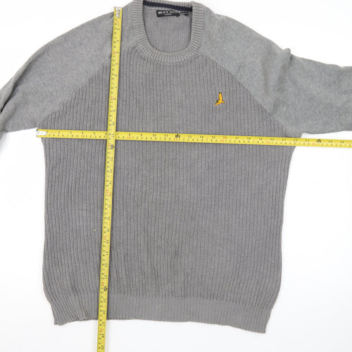 Brave Soul Men Grey Crew Neck Pullover Jumper Size S Cotton Knit