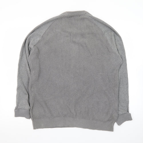 Brave Soul Men Grey Crew Neck Pullover Jumper Size S Cotton Knit