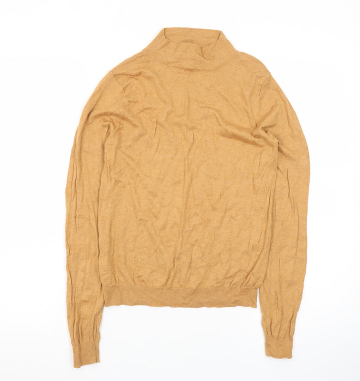 MNG Women’s Beige Roll Neck Wool Blend Pullover Jumper Size S