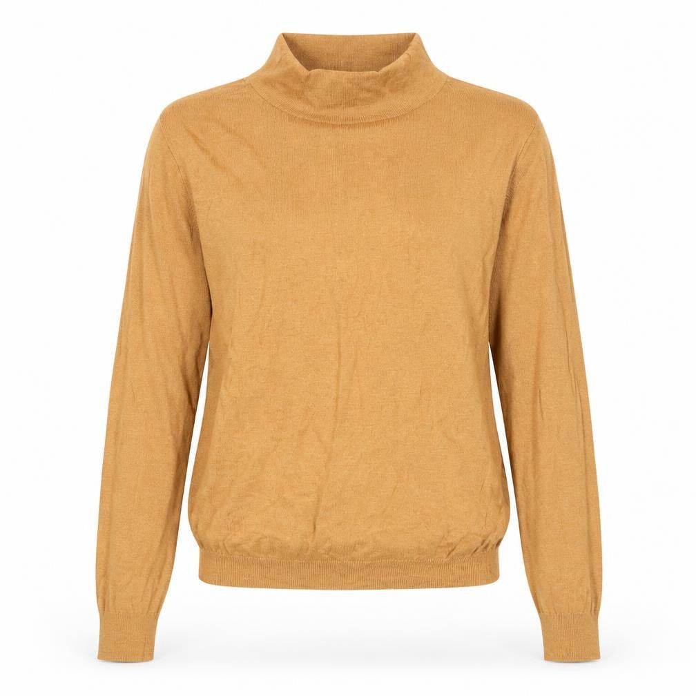 Front view of Mango Women’s Beige Roll Neck Wool Blend jumper, size S