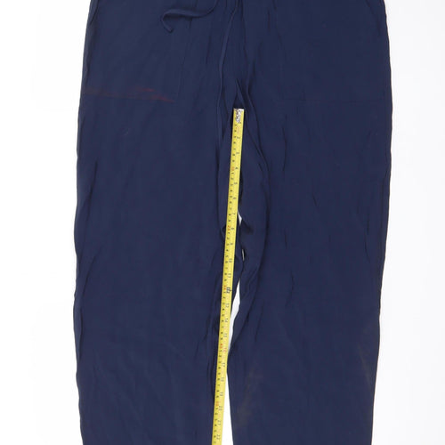 Marks and Spencer Men's Blue Regular Fit Drawstring Trousers Size 16