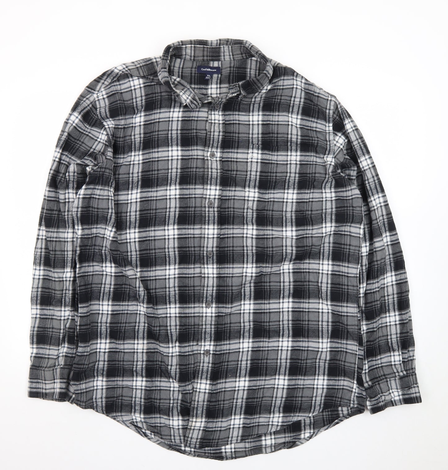 Croft & Barrow Men’s Grey Plaid Flannel Button-Up Shirt XL