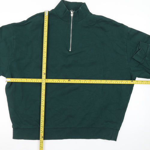 ASOS Men's Green 1/2 Zip High Neck Cotton Jumper Size L