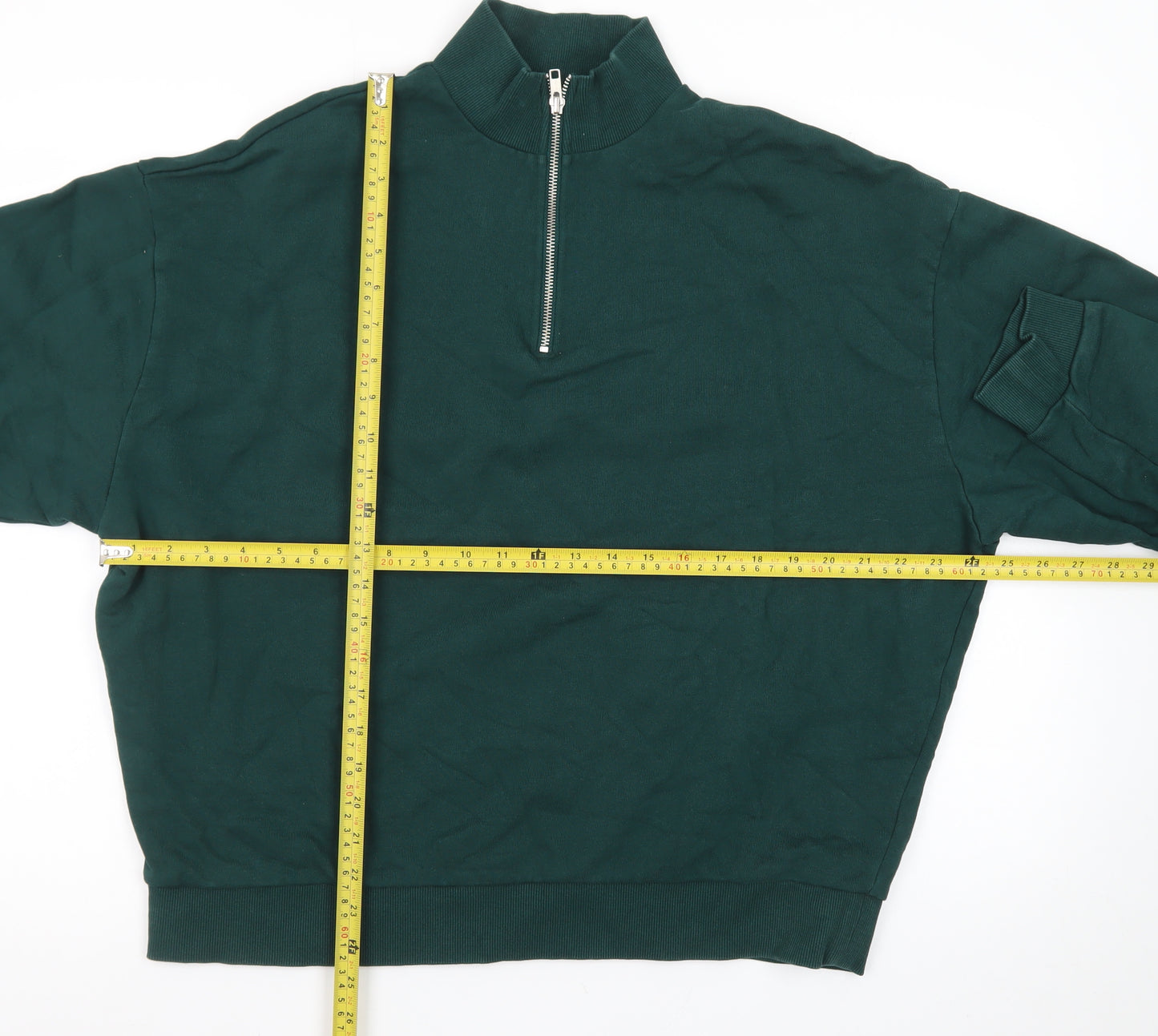 ASOS Men's Green 1/2 Zip High Neck Cotton Jumper Size L