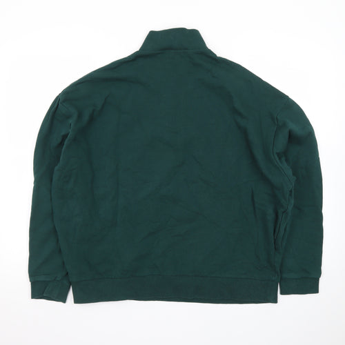 ASOS Men's Green 1/2 Zip High Neck Cotton Jumper Size L