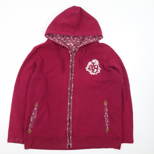 Joe Browns Womens Red Hooded Full Zip Jacket Size 22 Cotton Blend