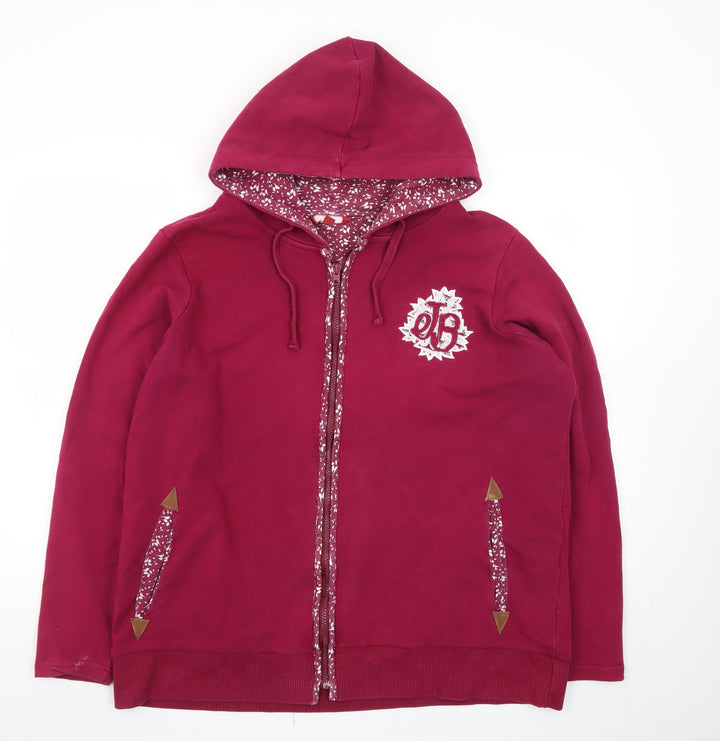 Joe Browns Womens Red Hooded Full Zip Jacket Size 22 Cotton Blend