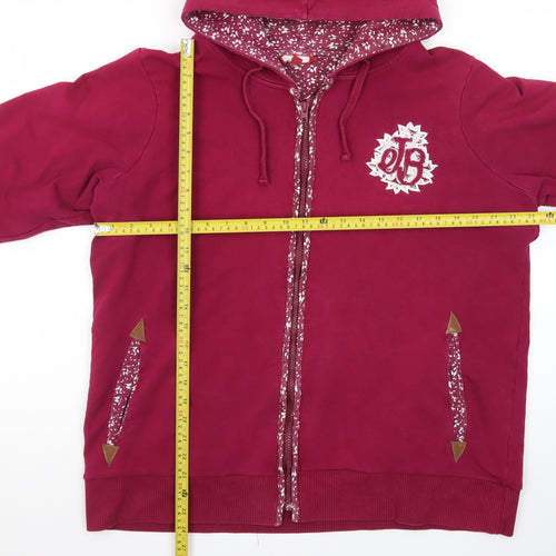 Joe Browns Womens Red Hooded Full Zip Jacket Size 22 Cotton Blend