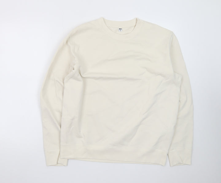Uniqlo Women Ivory Crew Neck Pullover Sweatshirt M