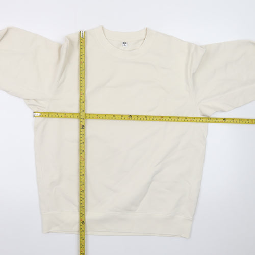 Uniqlo Women Ivory Crew Neck Pullover Sweatshirt M