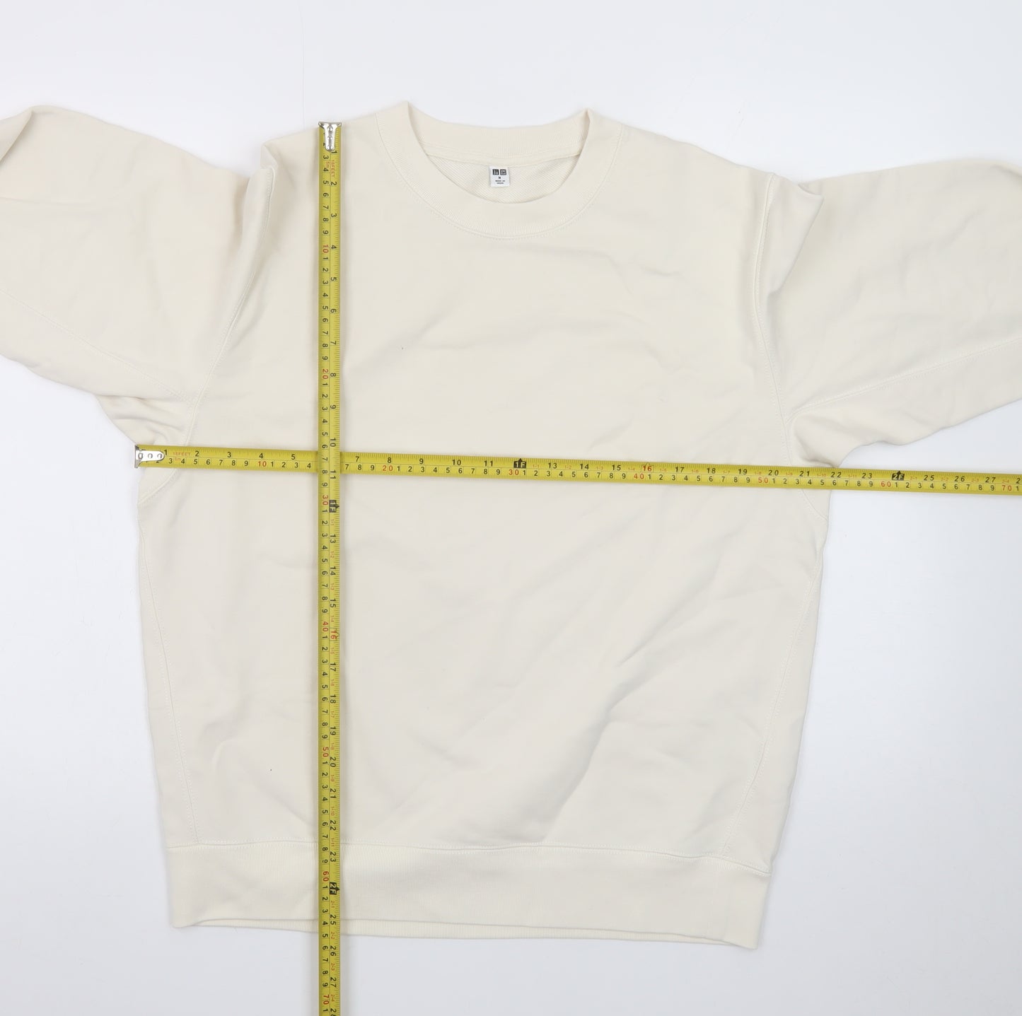 Uniqlo Women Ivory Crew Neck Pullover Sweatshirt M