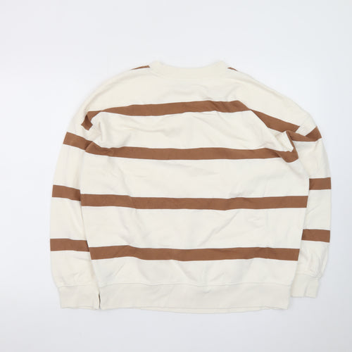 Marks and Spencer Women’s Beige Stripe Crew Neck Sweatshirt Size M