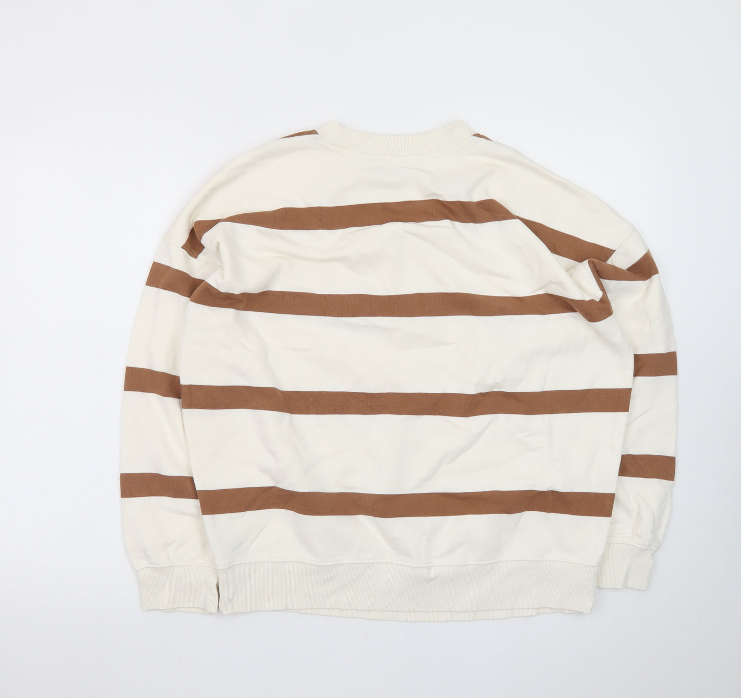 Marks and Spencer Women’s Beige Stripe Crew Neck Sweatshirt Size M