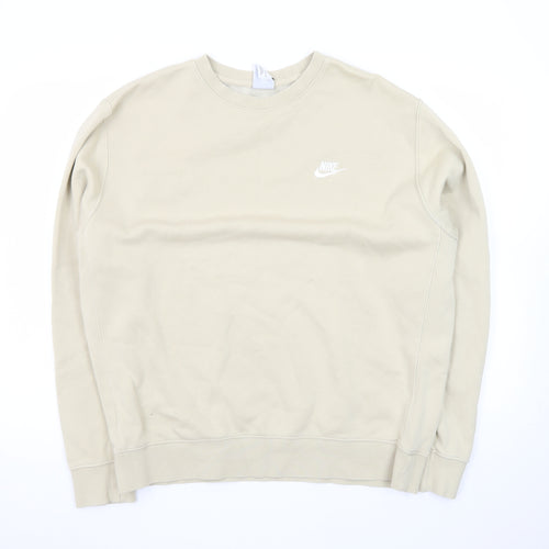 Nike Womens Beige Crew Neck Pullover Sweatshirt Size L Cotton Blend