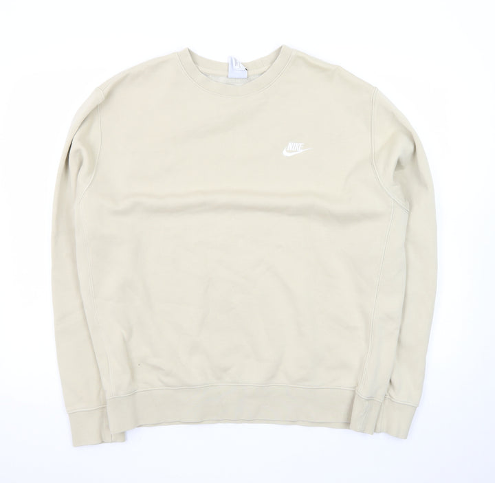 Nike Womens Beige Crew Neck Pullover Sweatshirt Size L Cotton Blend