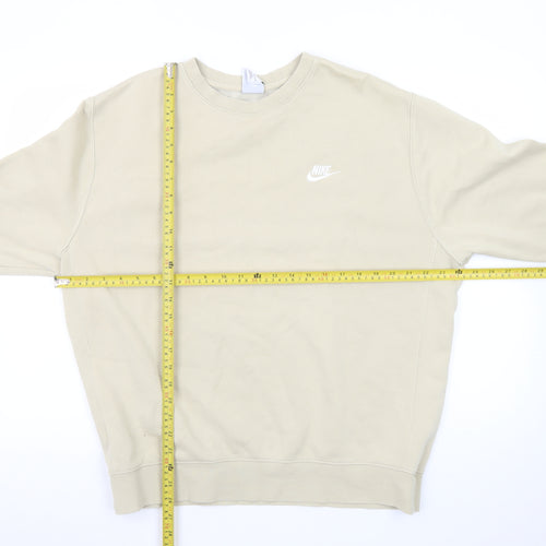 Nike Womens Beige Crew Neck Pullover Sweatshirt Size L Cotton Blend