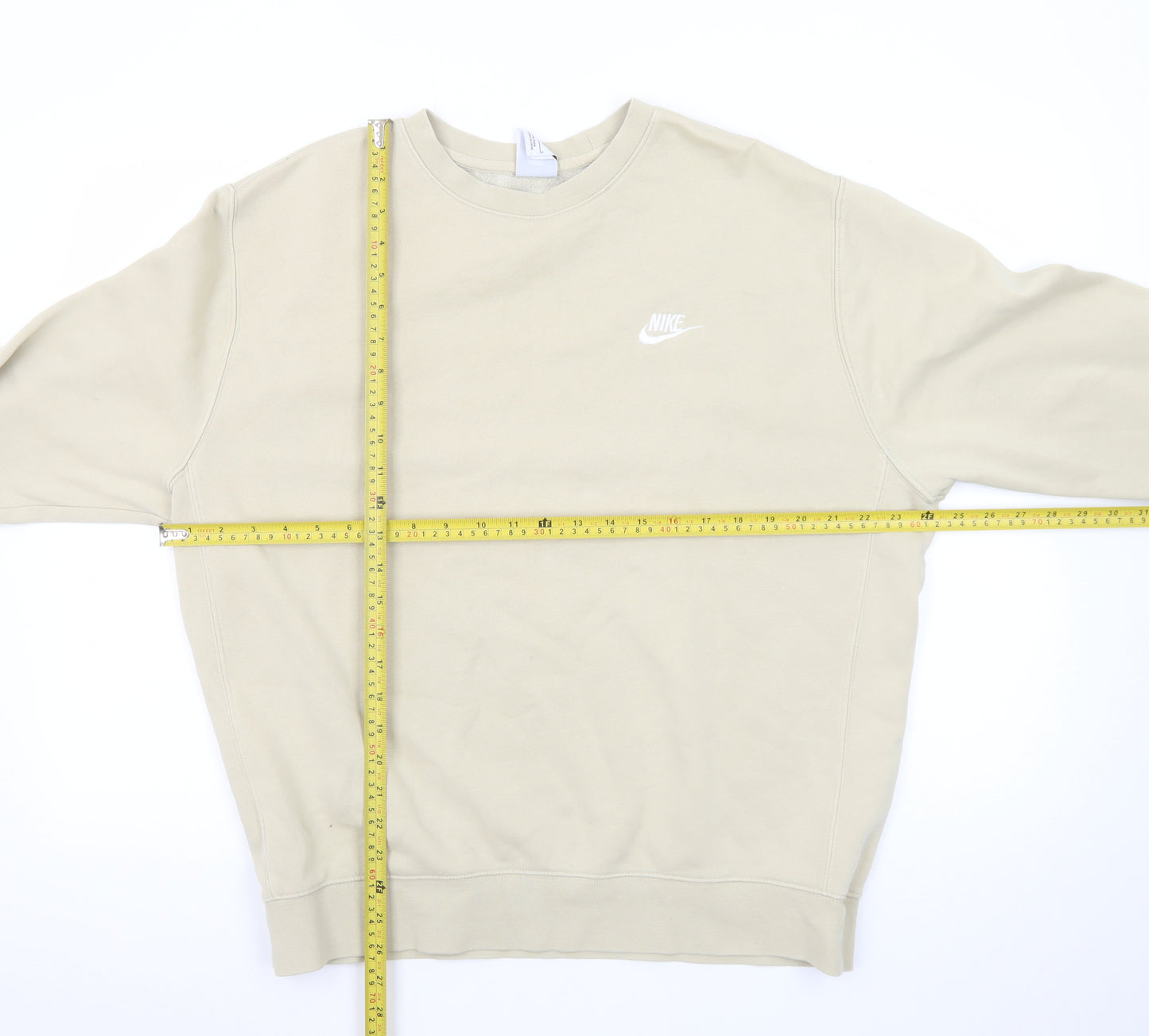 Nike Womens Beige Crew Neck Pullover Sweatshirt Size L Cotton Blend