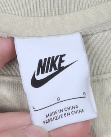 Nike Womens Beige Crew Neck Pullover Sweatshirt Size L Cotton Blend