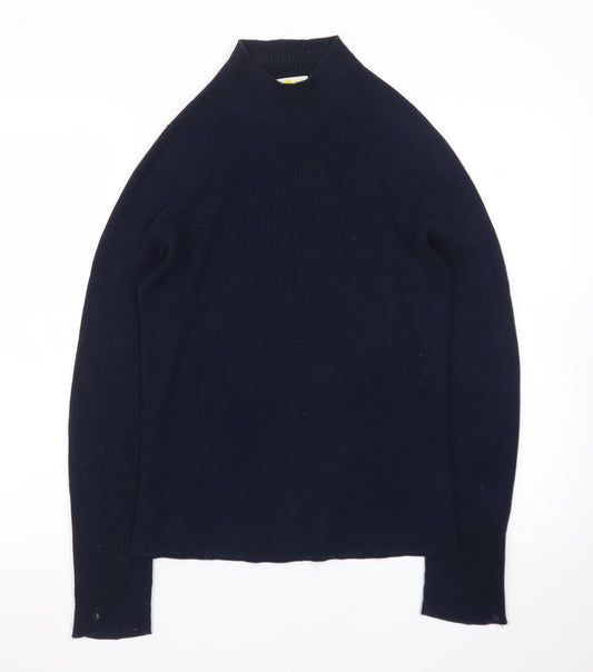 Bran Womens Black Cotton Mock Neck Long Sleeve Jumper UK 14