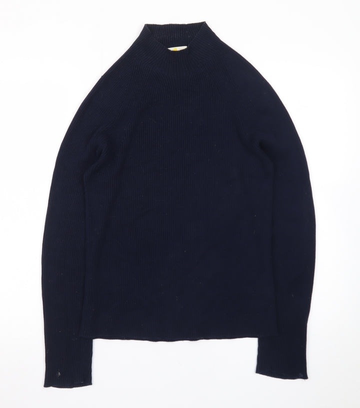 Bran Womens Black Cotton Mock Neck Long Sleeve Jumper UK 14
