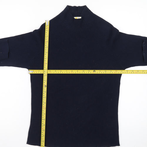 Bran Womens Black Cotton Mock Neck Long Sleeve Jumper UK 14
