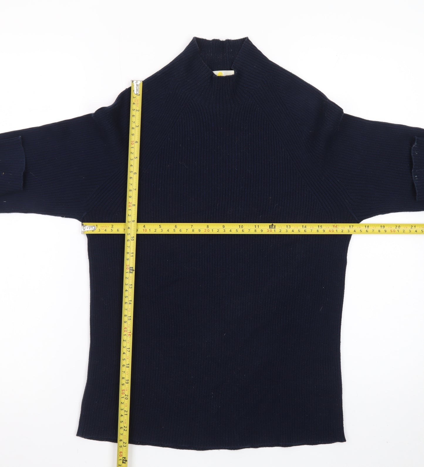 Bran Womens Black Cotton Mock Neck Long Sleeve Jumper UK 14