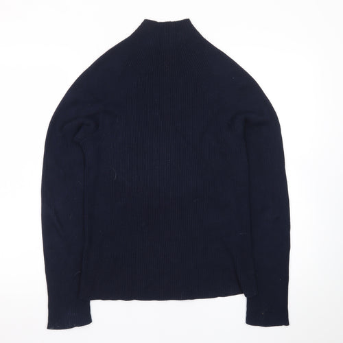 Bran Womens Black Cotton Mock Neck Long Sleeve Jumper UK 14