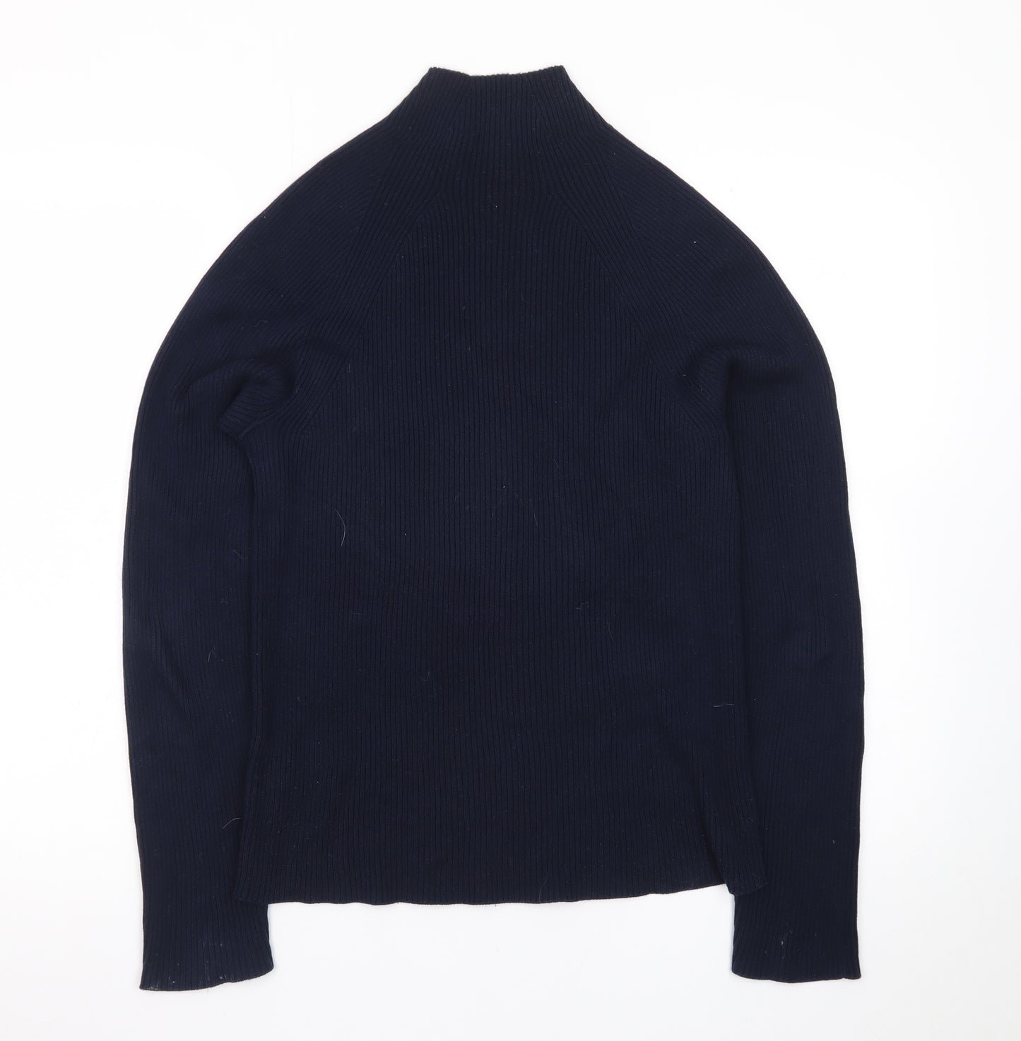 Bran Womens Black Cotton Mock Neck Long Sleeve Jumper UK 14