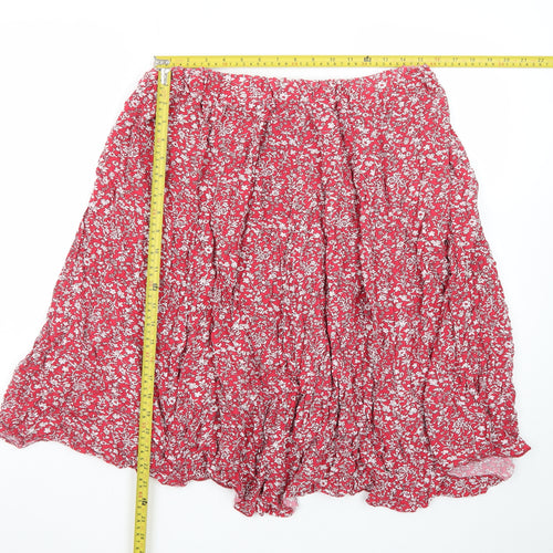 Roman Womens Red Floral A-Line Knee Length Skirt Size 18