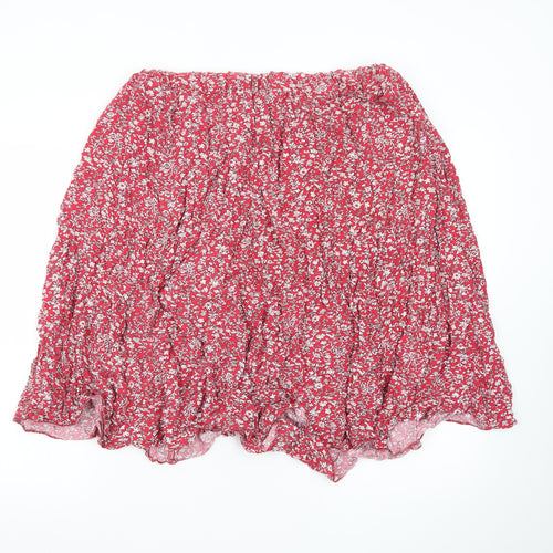 Roman Womens Red Floral A-Line Knee Length Skirt Size 18
