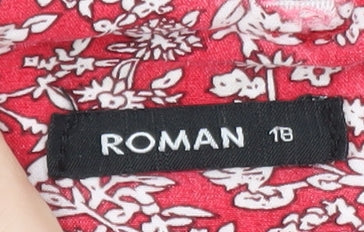 Roman Womens Red Floral A-Line Knee Length Skirt Size 18