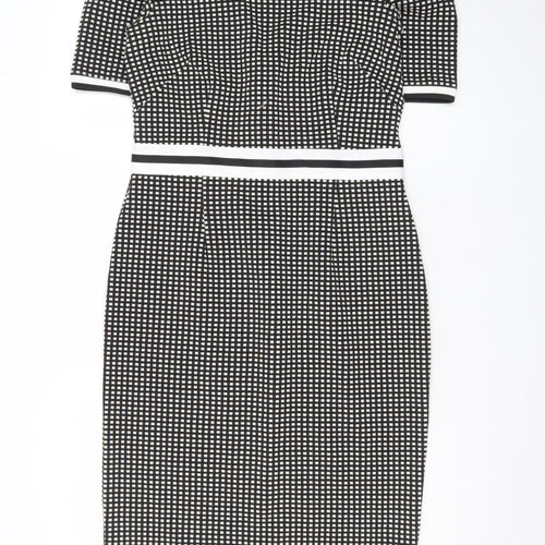 Next Women’s Black Check Bodycon Knee Length Dress Size 10