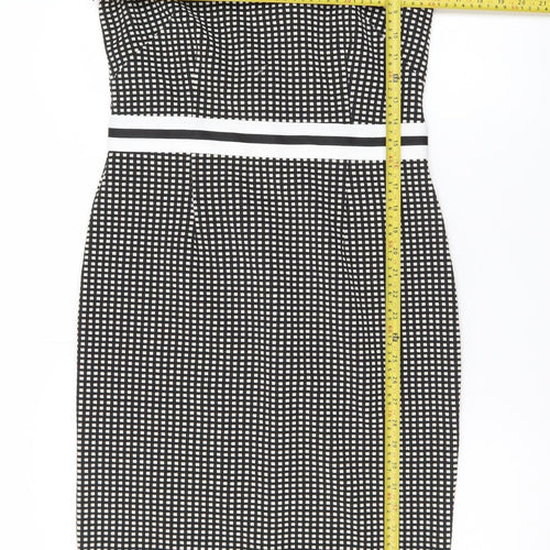 Next Women’s Black Check Bodycon Knee Length Dress Size 10
